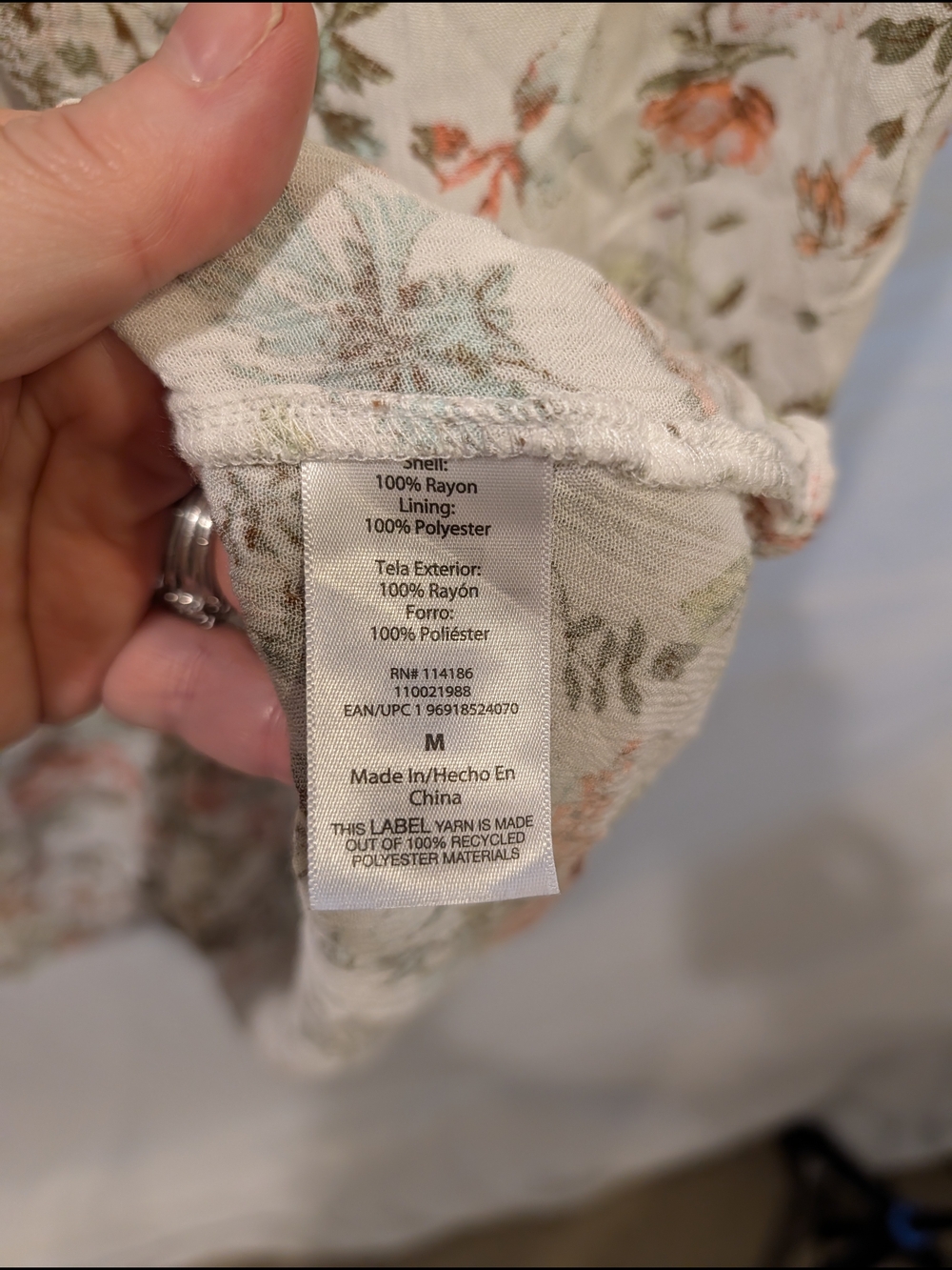 Frye Cream Maxi Dress with Green and Peach Floral Pattern - Picture 6 of 9